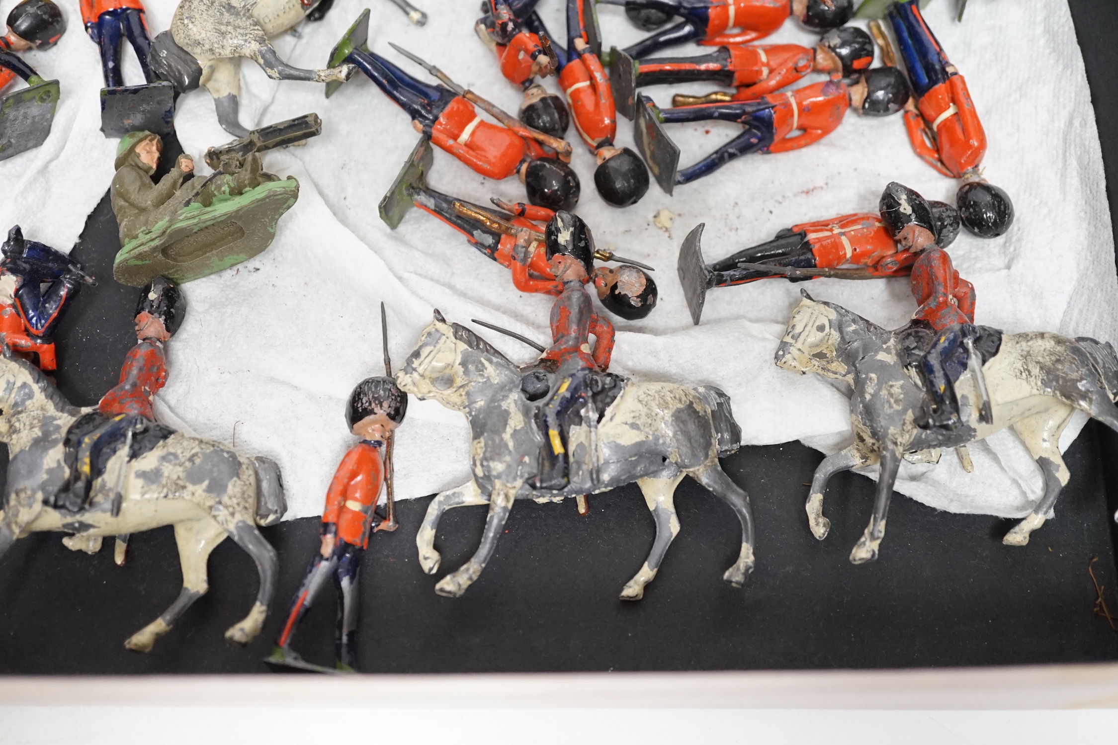 Battle of Waterloo 1815 painted white metal chess pieces by SAC Ltd and various Britains lead soldiers